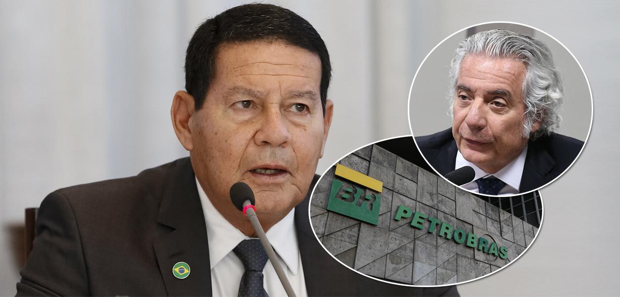 Mourão, fachada da Petrobras e Adriano Pires