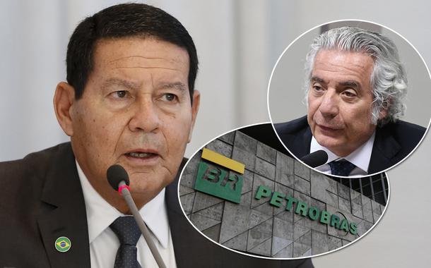 Mourão, fachada da Petrobras e Adriano Pires