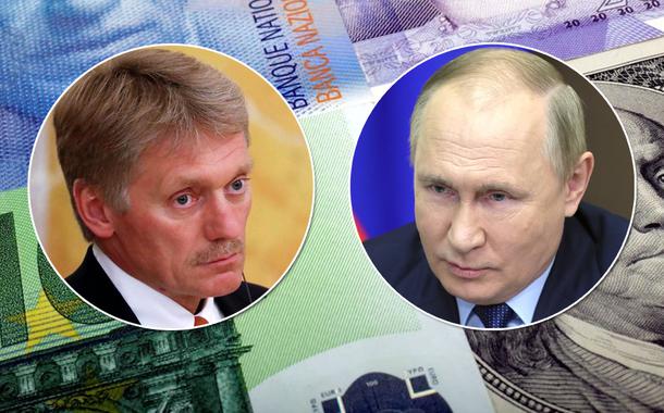 Dmitry Peskov, secretário de imprensa do governo russo, e o presidente Vladimir Putin