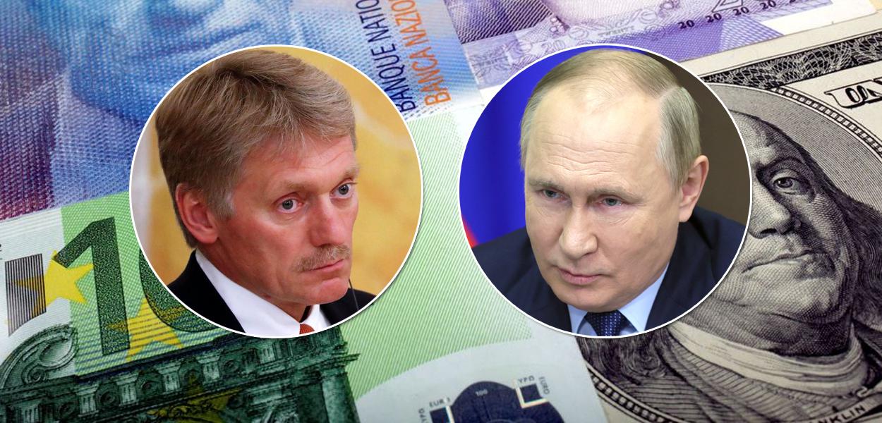 Dmitry Peskov, secretário de imprensa do governo russo, e o presidente Vladimir Putin