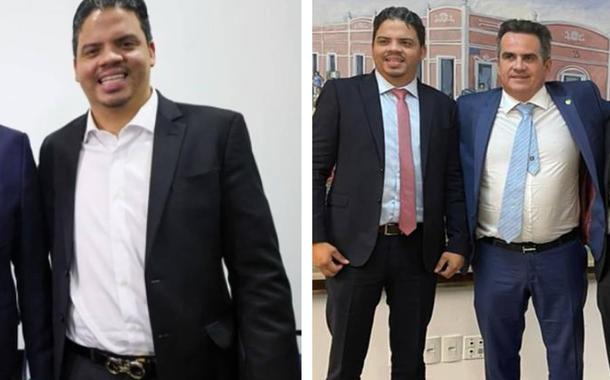 Prefeito de Pinheiro, Luciano Genésio, ao lado de Arthur Lira (foto à esq.) e junto com Ciro Nogueira (foto à dir.)
