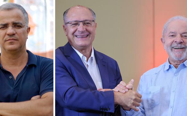 Jornalista Kennedy Alencar, ex-governador de São Paulo Geraldo Alckmin e o ex-presidente Luiz Inácio Lula da Silva