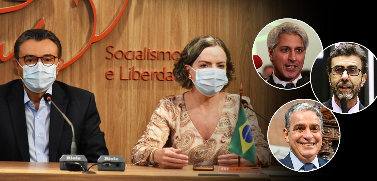 Carlos Siqueira, Gleisi Hoffmann, Alessandro Molon, Marcelo Freixo e André Ceciliano