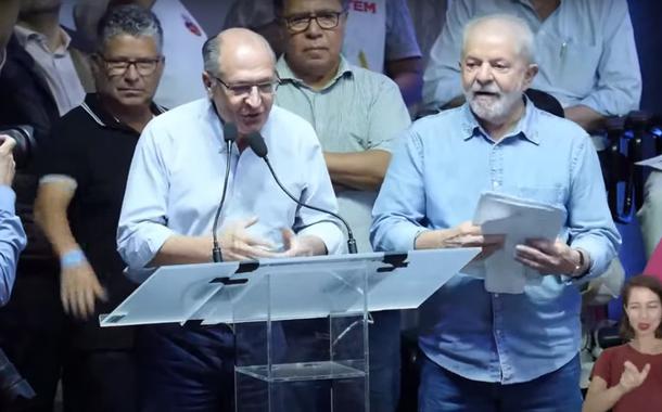 Alckmin e Lula em encontro com sindicalistas
