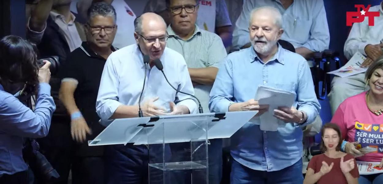 Alckmin e Lula em encontro com sindicalistas