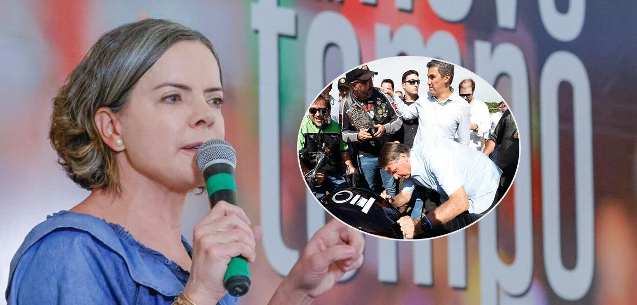 Gleisi Hoffmann, presidente nacional do PT, e um evento de Jair Bolsonaro no Paraná