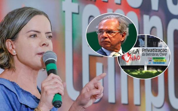 Presidente nacional do PT, Gleisi Hoffmann, e o ministro Paulo Guedes mais um ato contra a privatização da Eletrobrás