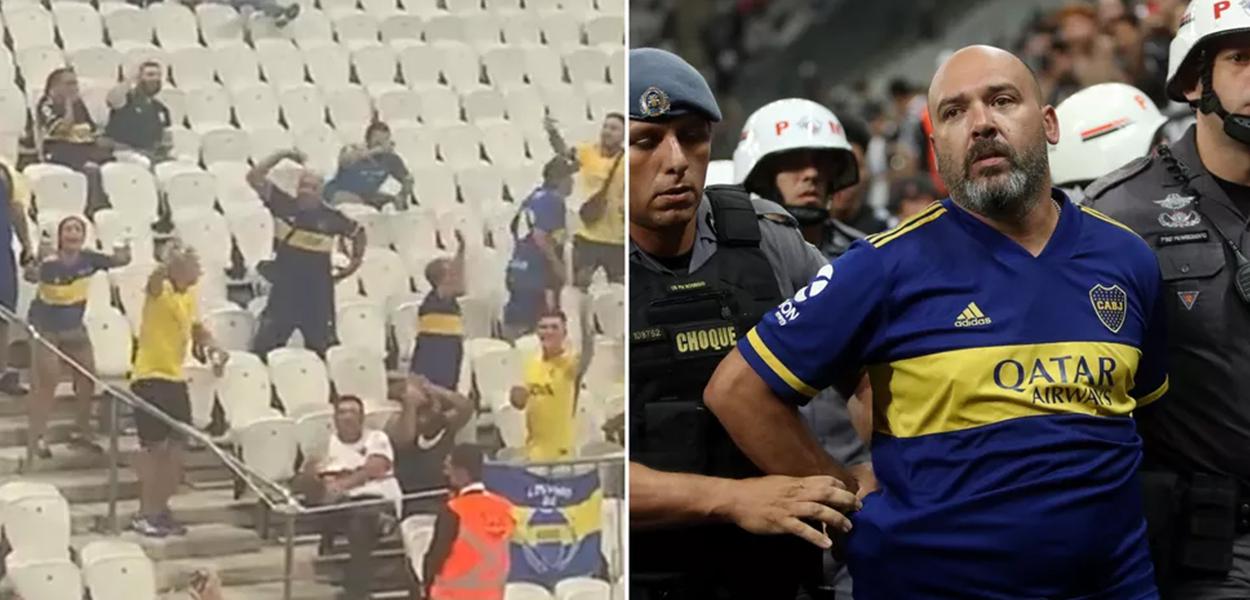 Torcedor do Boca Juniors é detido pela Polícia Militar após imitar um macaco no jogo contra o Corinthians