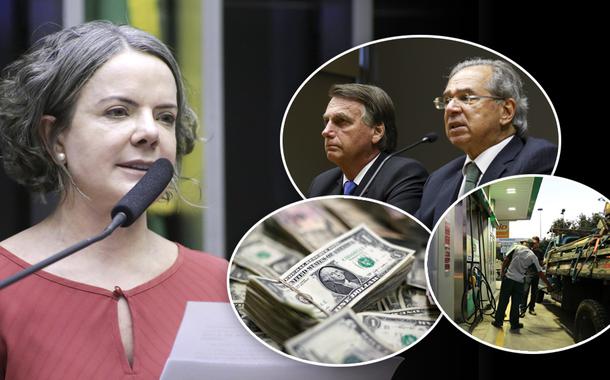 Gleisi Hoffmann, Paulo Guedes com Bolsonaro