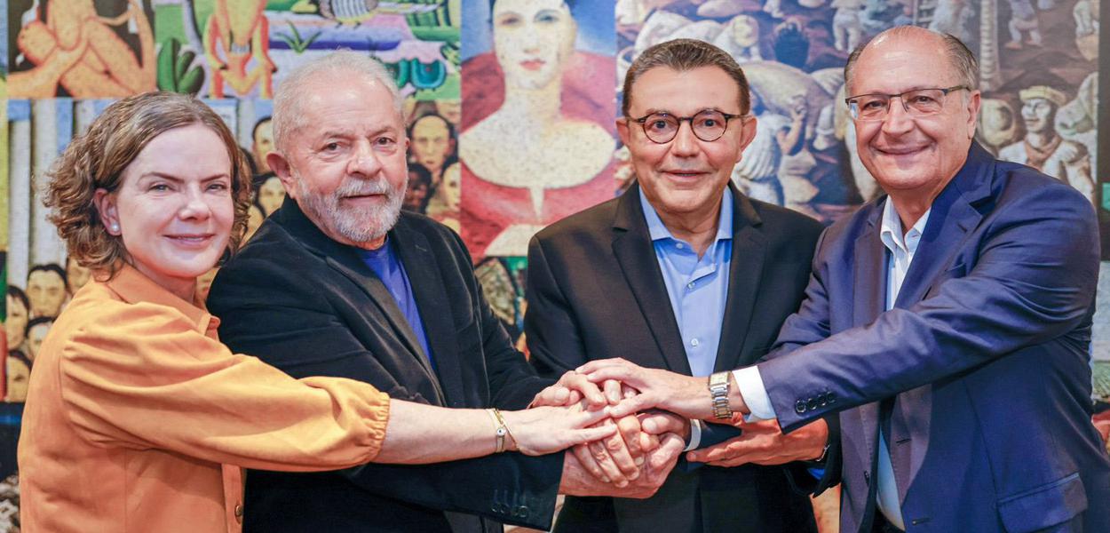 Ex-presidente Luiz Inácio Lula da Silva, Gleisi Hoffmann, Geraldo Alckmin e Carlos Siqueira