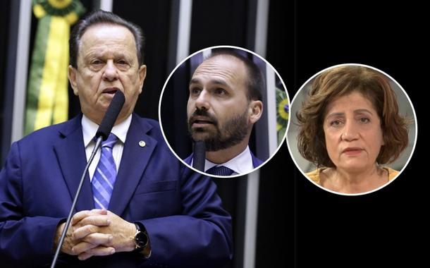 Mauro Lopes, Eduardo Bolsonaro e Miriam Leitão