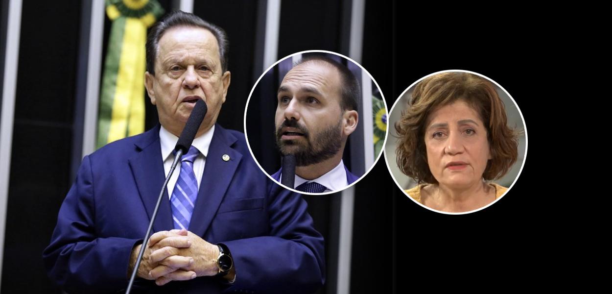 Mauro Lopes, Eduardo Bolsonaro e Miriam Leitão