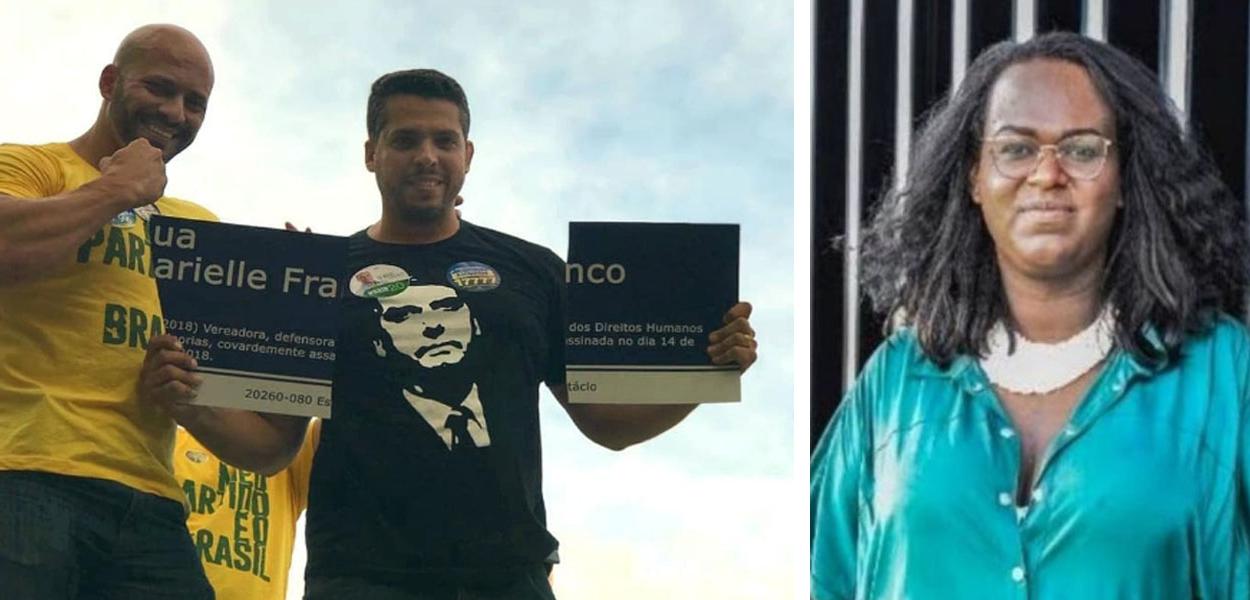 Deputado Rodrigo Amorim (com a camisa de Jair Bolsonaro) e a vereadora Benny Briolly