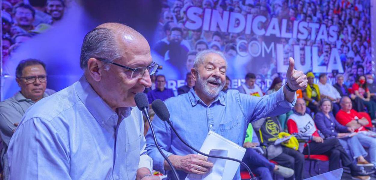 Ex-presidente Luiz Inácio Lula da Silva durante evento com Geraldo Alckmin e sindicalistas