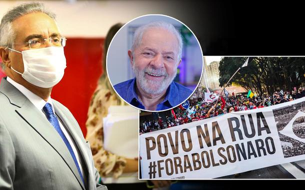 Renan Calheiros, o ex-presidente Luiz Inácio Lula da Silva e um ato contra Jair Bolsonaro