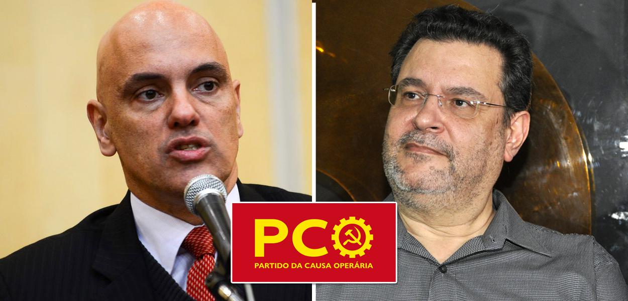 Ministro Alexandre de Moraes e o presidente nacional do PCO, Rui Costa Pimenta (à dir.)