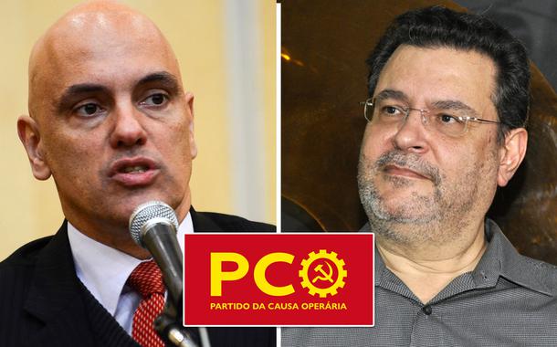 Ministro Alexandre de Moraes e o presidente nacional do PCO, Rui Costa Pimenta (à dir.)