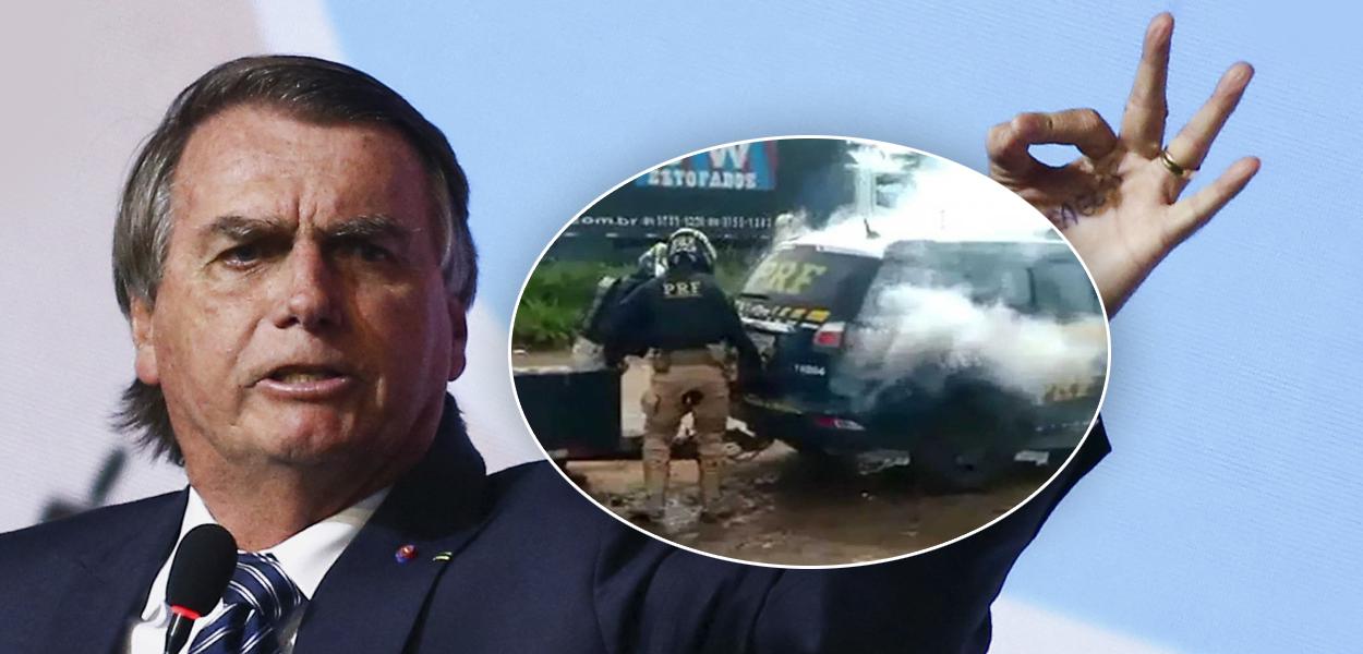 Jair Bolsonaro e Genivaldo sendo asfixiado