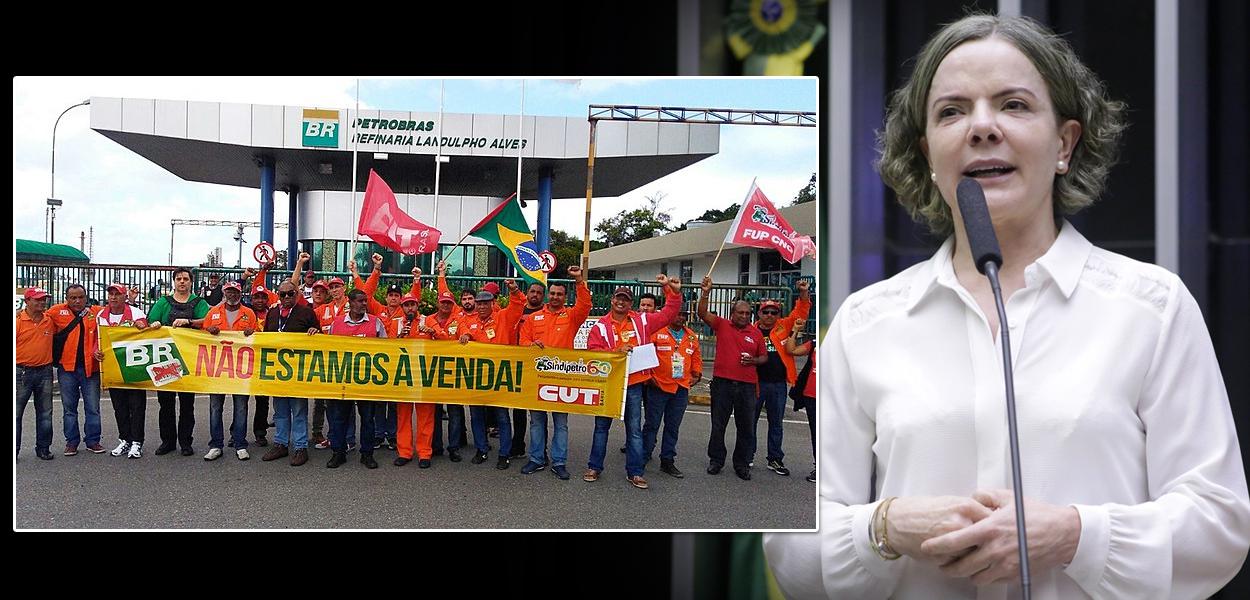 Ato contra a privatização da Petrobrás e Gleisi Hoffmann