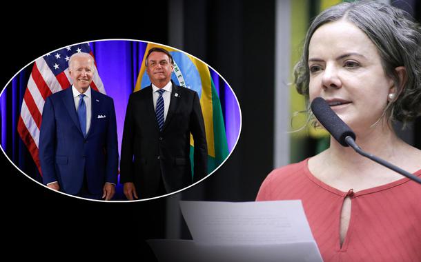 Gleisi Hoffman, Jair Bolsonaro e Joe Biden