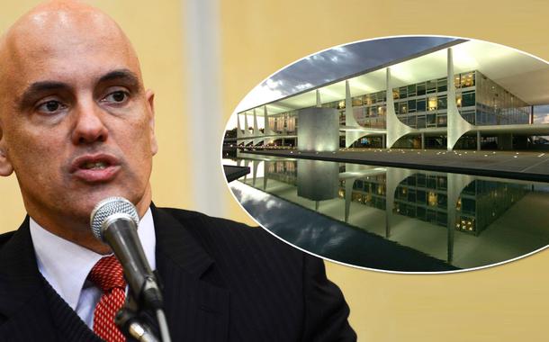 Ministro Alexandre de Moraes, presidente do TSE, e o Palácio do Planalto, onde fica a Presidência da República