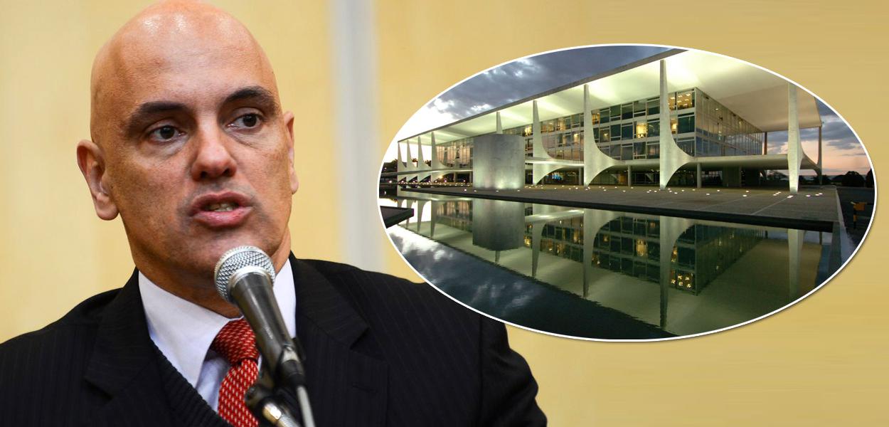 Ministro Alexandre de Moraes, presidente do TSE, e o Palácio do Planalto, onde fica a Presidência da República