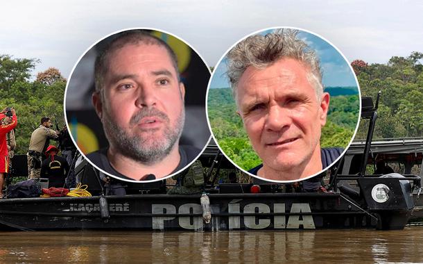 Policiais e membros da equipe de resgate durante operações de busca pelo jornalista britânico Dom Phillips e pelo indigenista Bruno Pereira em Atalaia do Norte, no Amazonas