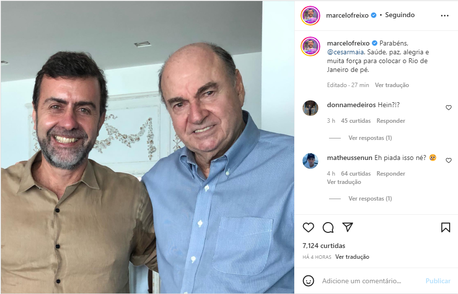 Post de Marcelo Freixo no Instagram