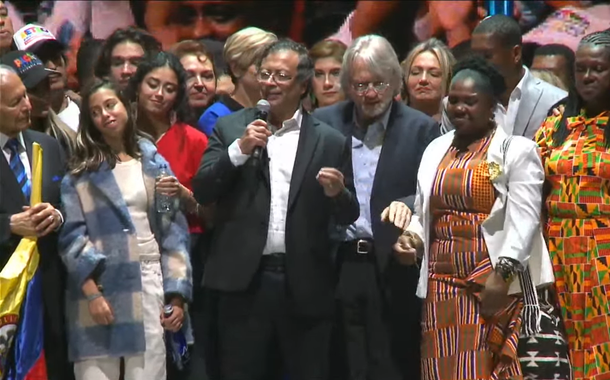 Gustavo Petro em discurso de vitória