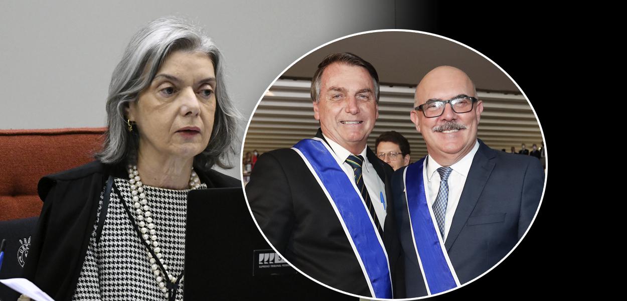 Cármen Lúcia e Bolsonaro com Milton Ribeiro