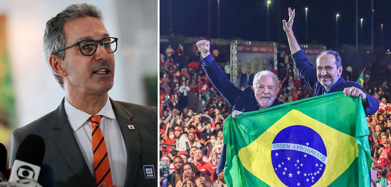 Romeu Zema (à esq.), Luiz Inácio Lula da Silva e Alexandre Kalil