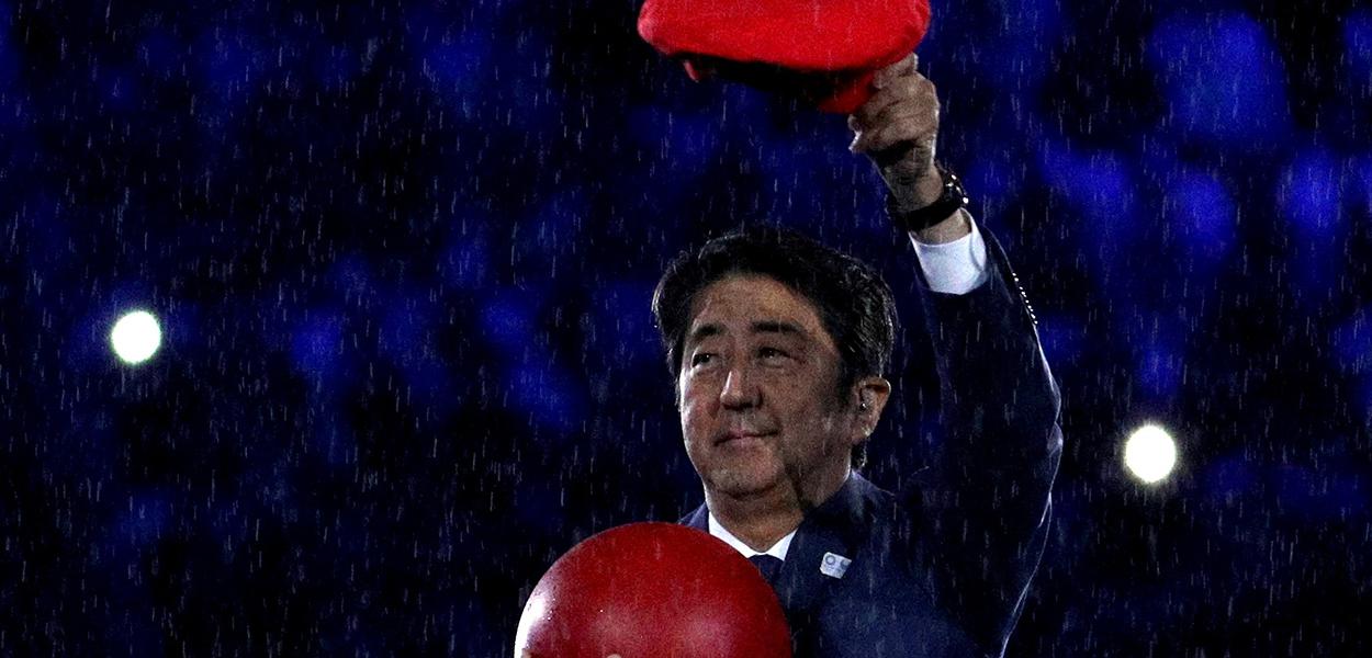 Shinzo Abe durante cerimônia de encerramento da Olimpíada de 2016 no Rio de Janeiro
