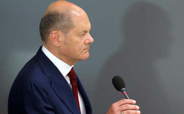 Chanceler da Alemanha, Olaf Scholz, durante sessão do Parlamento do país em Berlim