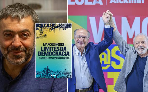 Marcos Nobre, capa do livro e Alckmin com Lula