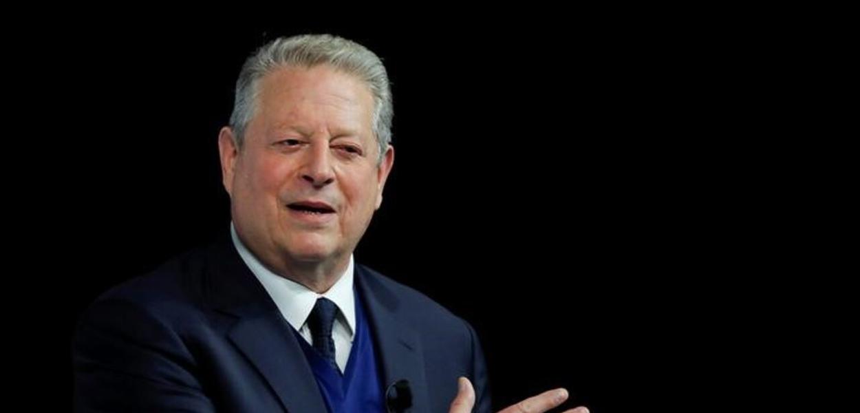 Al Gore, former U.S. Vice President and Climate Reality Project Chairman, gestures as he attends the World Economic Forum (WEF) annual meeting in Davos, Switzerland, January 22, 2019. REUTERS/Arnd Wiegmann