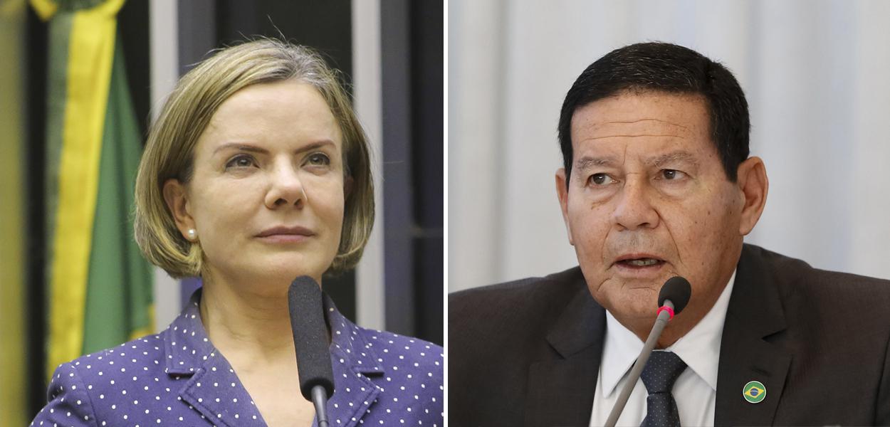 Gleisi Hoffmann e Hamilton Mourão