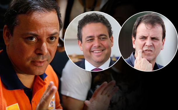 Rodrigo Neves (PDT), Felipe Santa Cruz, do PSD (no meio) e Eduardo Paes (PSD)
