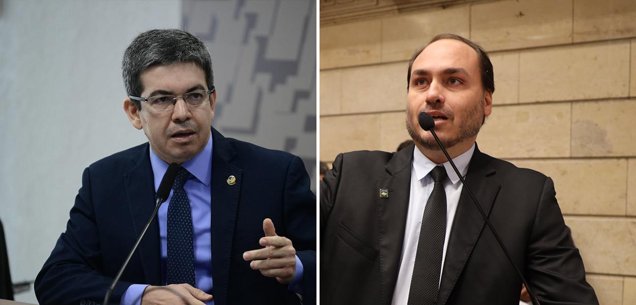 Randolfe Rodrigues e Carlos Bolsonaro