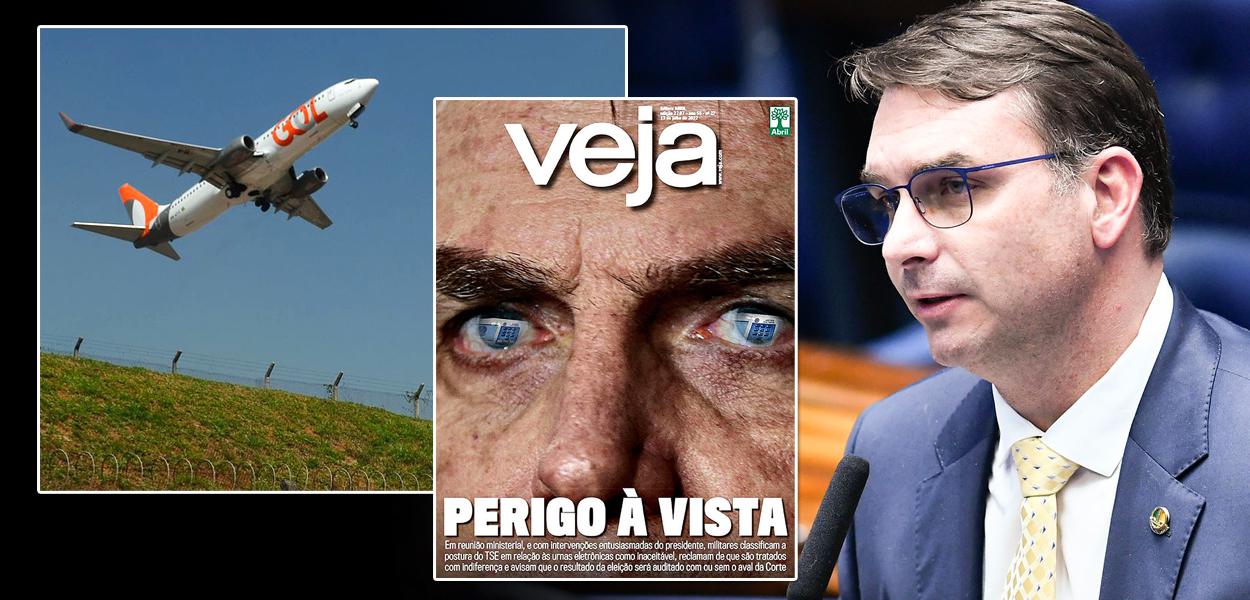 Gol, capa da revista Veja e Flávio Bolsonaro