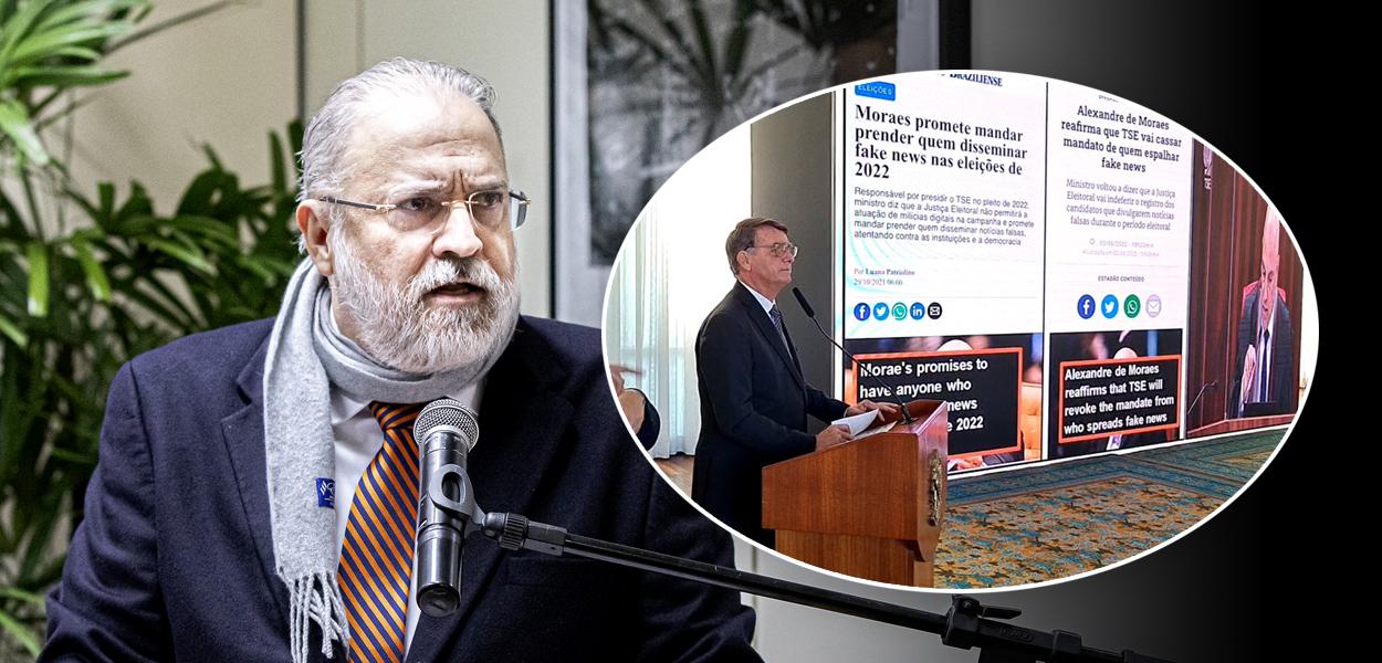 Augusto Aras e Bolsonaro em encontro com embaixadores