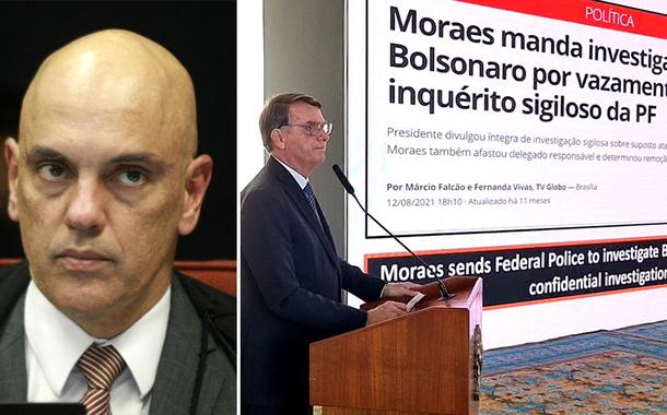 Alexandre de Moraes e Bolsonaro em encontro com embaixadores