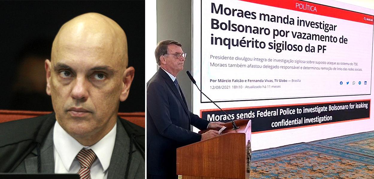 Alexandre de Moraes e Bolsonaro em encontro com embaixadores