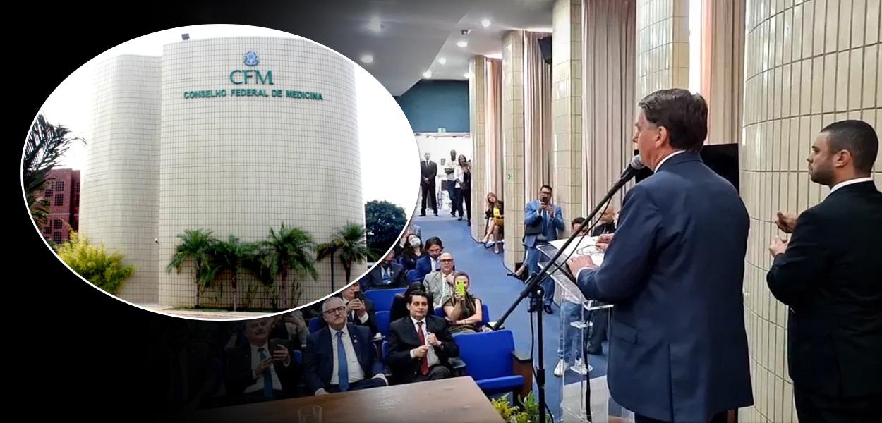 Jair Bolsonaro na sede do CFM, em Brasília