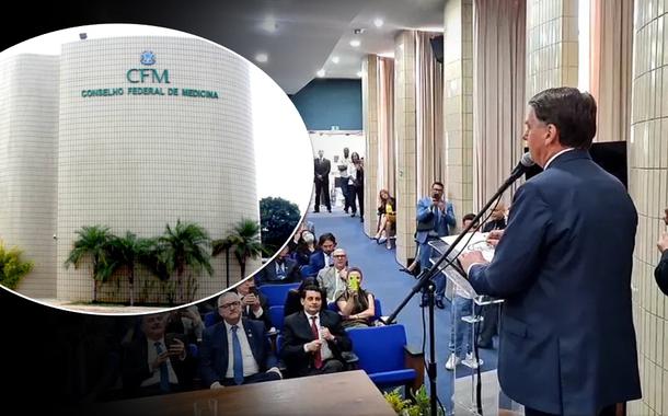 Jair Bolsonaro na sede do CFM, em Brasília