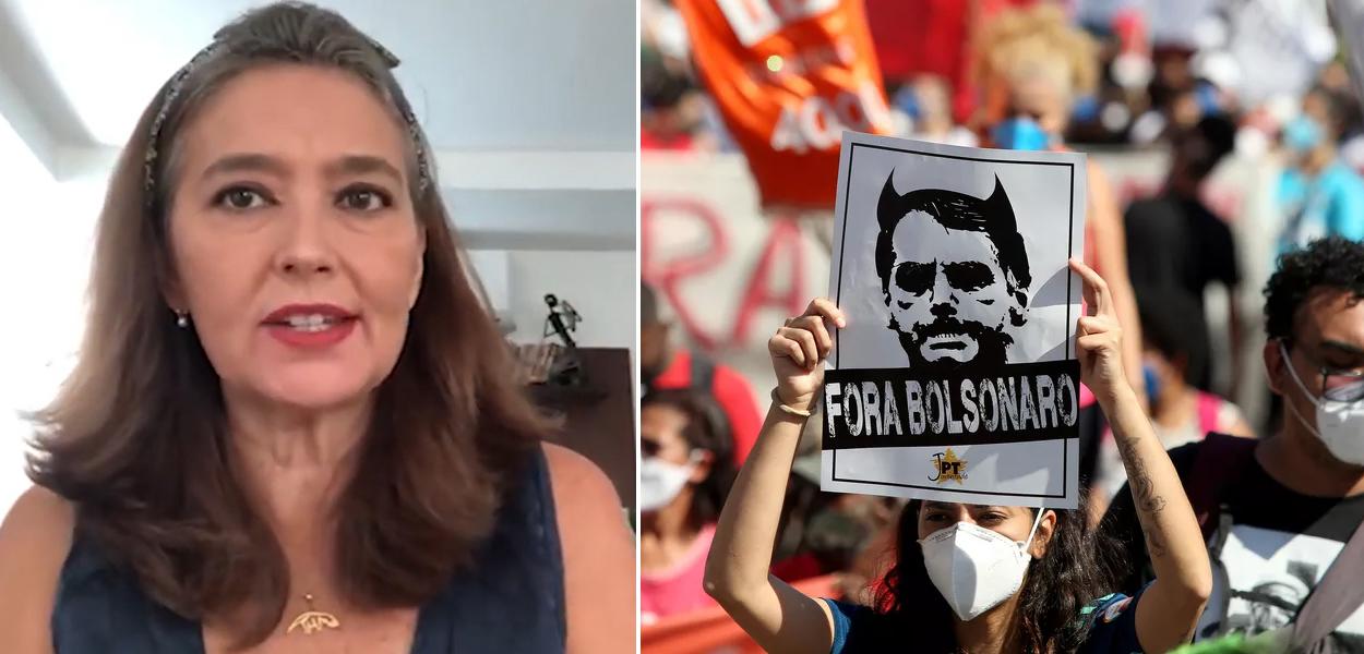 Cristina Serra e uma manifestação contra Jair Bolsonaro