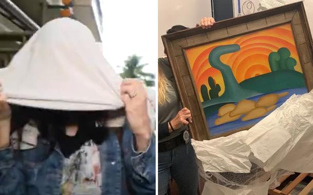 A filha da idosa e quadro (Sol Poente, de Tarsila do Amaral) recuperado.