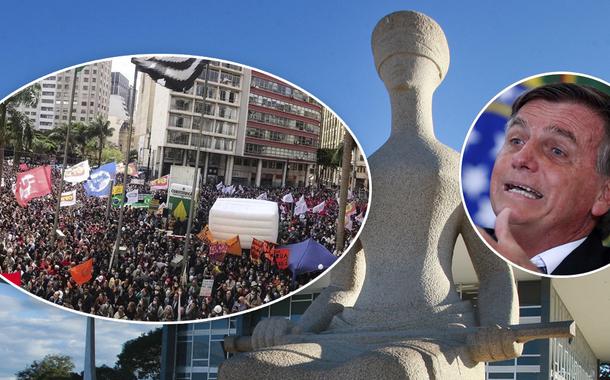 Largo São Francisco, Estátua da Justiça em frente ao prédio do Supremo Tribunal Federal em Brasília e Jair Bolsonaro