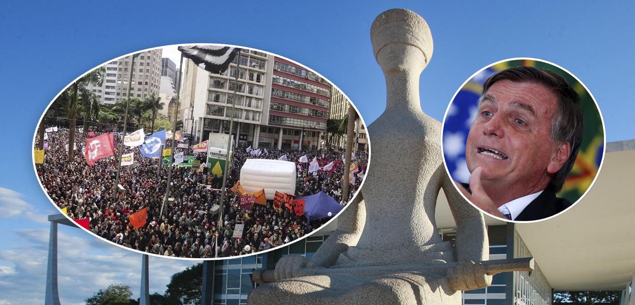 Largo São Francisco, Estátua da Justiça em frente ao prédio do Supremo Tribunal Federal em Brasília e Jair Bolsonaro