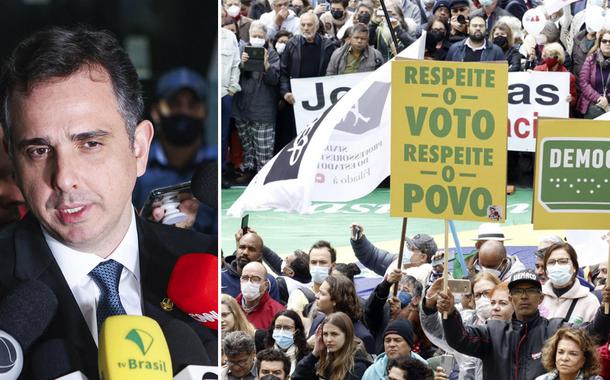 Rodrigo Pacheco e ato popular no Largo São Francisco