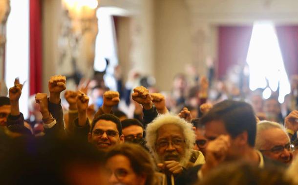 Ato pela democracia no Largo de São Francisco, em São Paulo